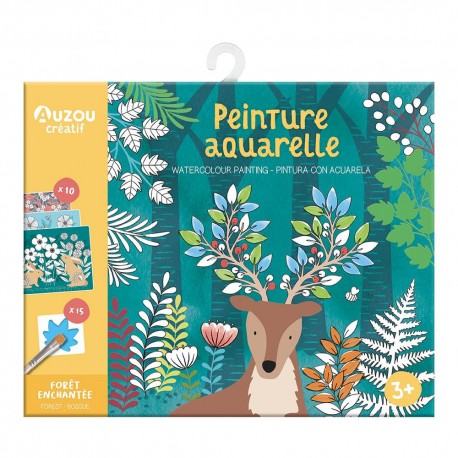 Pintura en acuarela: bosque encantado