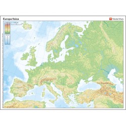 Mapa mudo Europa físico color.